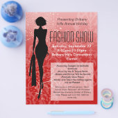 休日ファッションショーフライヤー、赤シルエット旋回 チラシ (シングル)