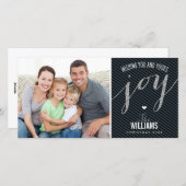 休日フォトカードストライプのグリッター型ジョイブラック シーズンカード (正面/裏面)