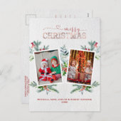 休日フォトコラージメリークリスマス書道 シーズンポストカード (正面/裏面)