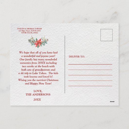 休日フォトコラージメリークリスマス書道 シーズンポストカード (裏面)