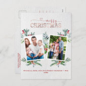 休日フォト金ゴールドメリークリスマス書道 シーズンポストカード (正面/裏面)