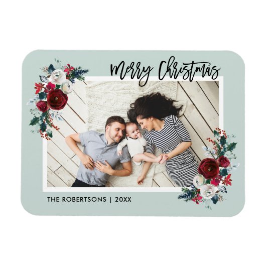休日フローラクリスマスフォトマグネット マグネット (横)