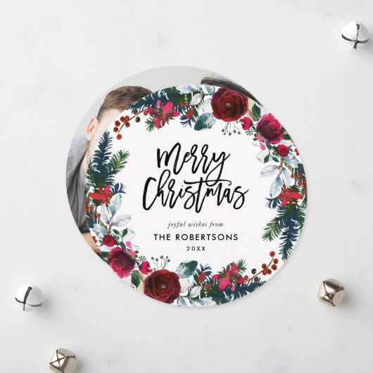 休日フローラクリスマスリースサークル写真 シーズンカード (正面/裏面インサイチュ)