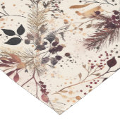 休日フローラ水彩赤、緑ベージュ、 ショートテーブルランナー (コーナー)