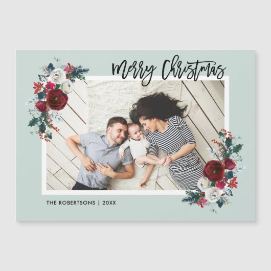 休日フローラ磁気クリスマスフォトカード (正面)