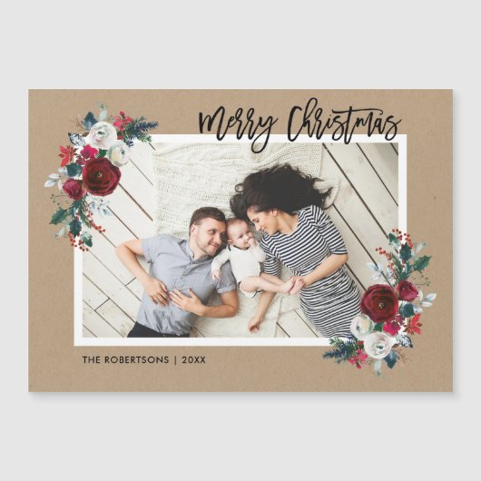休日フローラ磁気クリスマスフォトカード (正面)