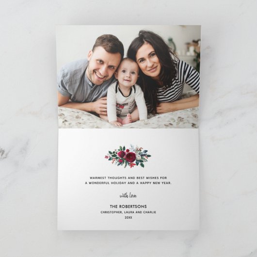 休日フローラ2写真の折りたたみクリスマス シーズンカード (内部)