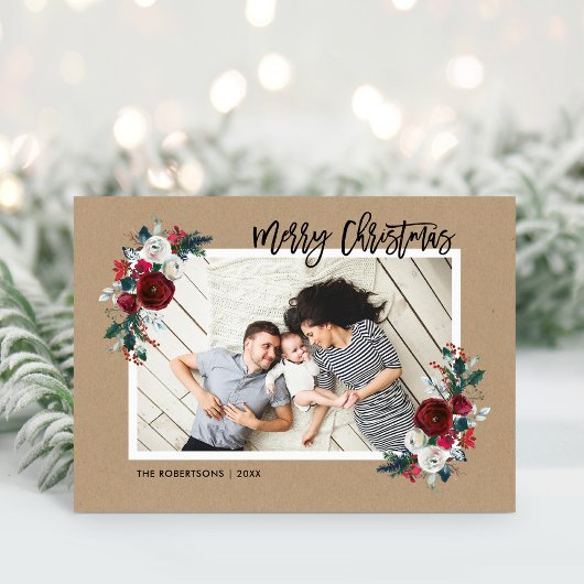 休日フローラ2写真の折りたたみクリスマス シーズンカード