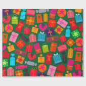 休日プレゼントの緑の背景パターン ラッピングペーパー (フラット)