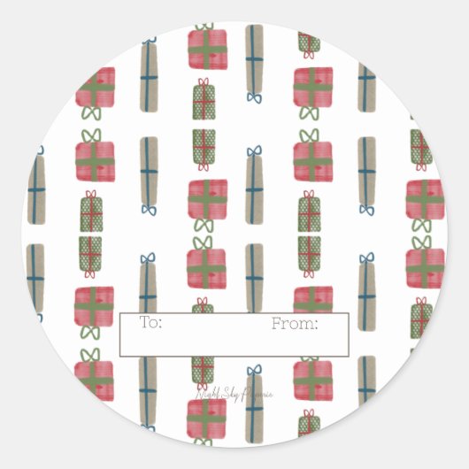 休日プレゼントステッカーシート – 20 ラウンドシール (正面)