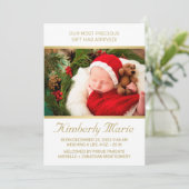 休日ベビー誕生エレガント金ゴールドスクリプト（写真あり） 案内状 (スタンド正面)