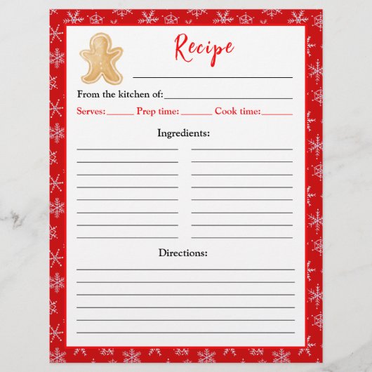 休日ベーキングジンジャーブレッドマンレシピページ チラシ (正面)