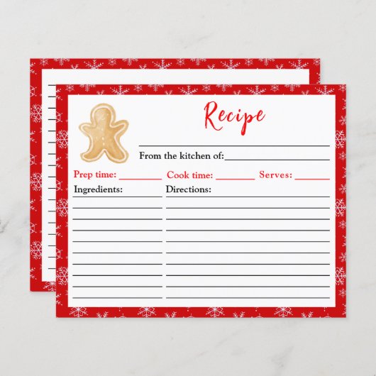 休日ベーキングジンジャーブレッドマンレシピ (正面/裏面)