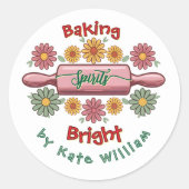 休日ベーキングスピリッツ明るいフローラレトロ ラウンドシール (正面)