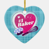 休日ベーキング#1ナンバーワンベイカークリスマスツリー セラミックオーナメント (正面)