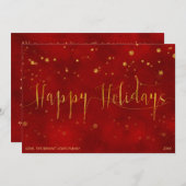 休日メッセージカード |赤い金ゴールドフォフェイクイルスクリプト シーズンカード (正面/裏面)