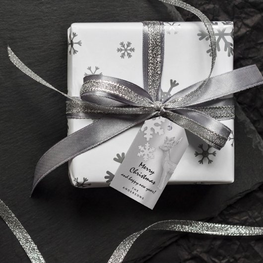 休日メリーギフト幸せな新年ディアシルバー ギフトタグ