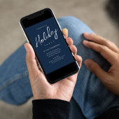 休日モダンシンプルネイビーブルー書道スクリプト 招待状