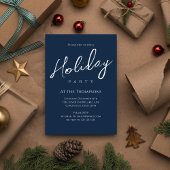 休日モダンシンプルネイビーブルー書道スクリプト 招待状