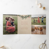 休日モダンスワッグクリスマスフォトトリフォールドカード 三つ折りカード (内部)