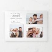 休日モダンユニーク3-Photo Dimensional Grid 三つ折りクリスマスカード (カバー)