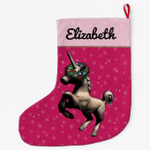 "休日ユニコーン"のクリスマスのストッキング(ピンク) ラージクリスマスストッキング (裏面)