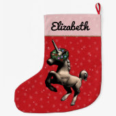"休日ユニコーン"のクリスマスのストッキング(赤い) ラージクリスマスストッキング (裏面)
