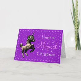 "休日ユニコーン"の魔法のクリスマスカード(紫色) シーズンカード