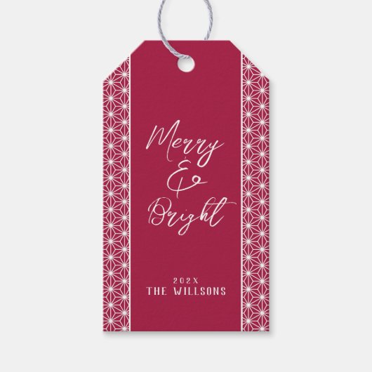 休日ラッピング朝野羽日本の着物パターン ギフトタグ (正面)