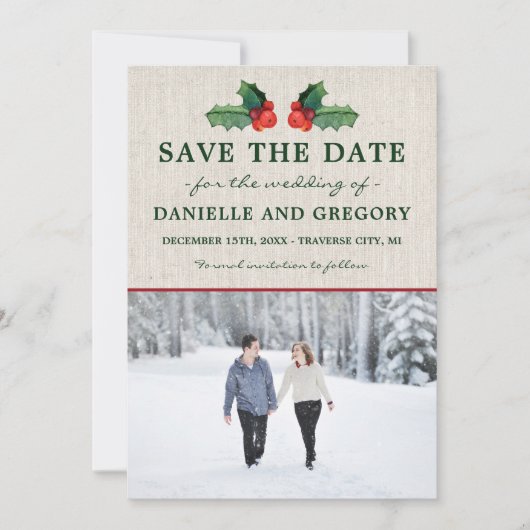 休日リースクリスマスウェディング日付を保存 セーブザデート (正面)