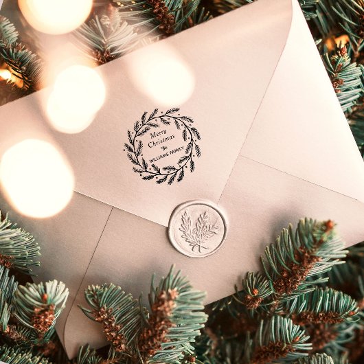 休日リースクリスマスグリーティングラバースタンプ セルフインキングスタンプ