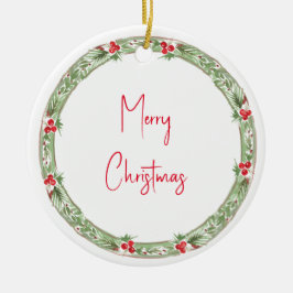 休日リースメリークリスマスネームイヤー セラミックオーナメント