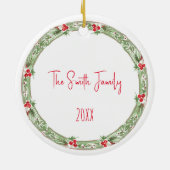 休日リースメリークリスマスネームイヤー セラミックオーナメント (裏面)
