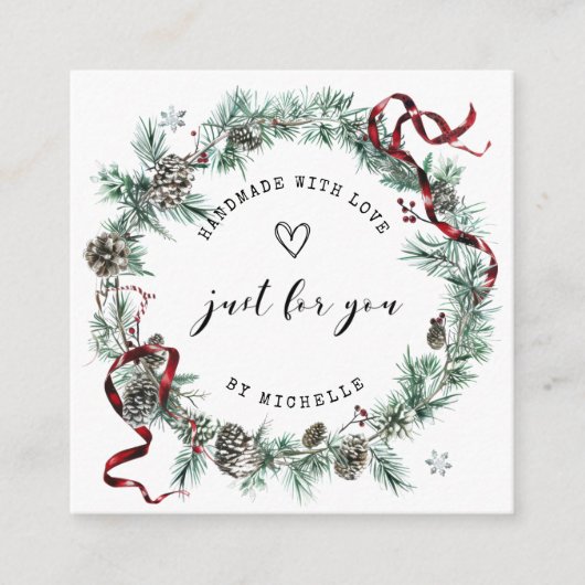 休日リース手作りラブスクリプトありがとう エンクロージャーカード (正面)