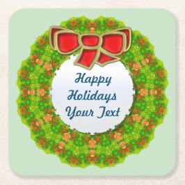 休日リース抽象芸術幾何モダンデザイン スクエアペーパーコースター