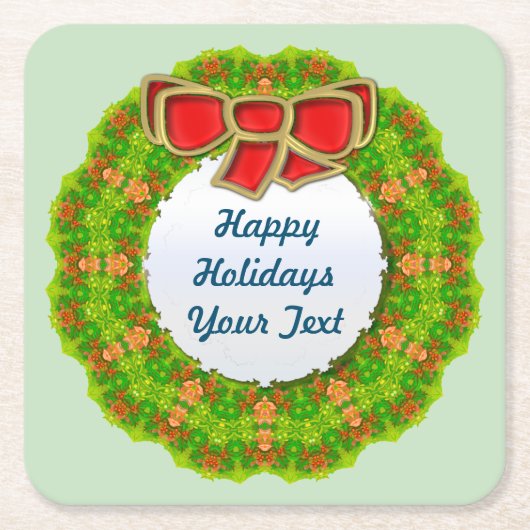 休日リース抽象芸術幾何モダンデザイン スクエアペーパーコースター (正面)