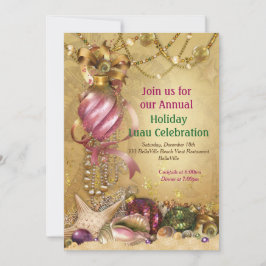 休日ルアウ（ハワイ式宴会）ビーチパーティの招待状 招待状