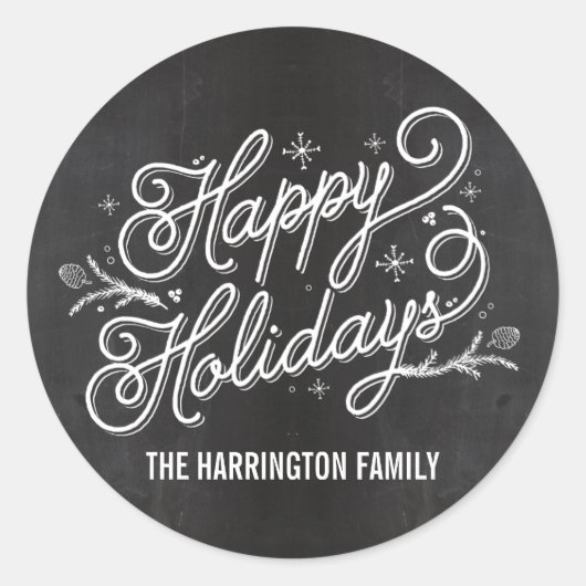 休日レタリングギフトラベルステッカー/封筒用シール ラウンドシール (正面)