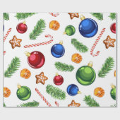 休日ヴィンテージかわいいクリスマス ラッピングペーパー (フラット)