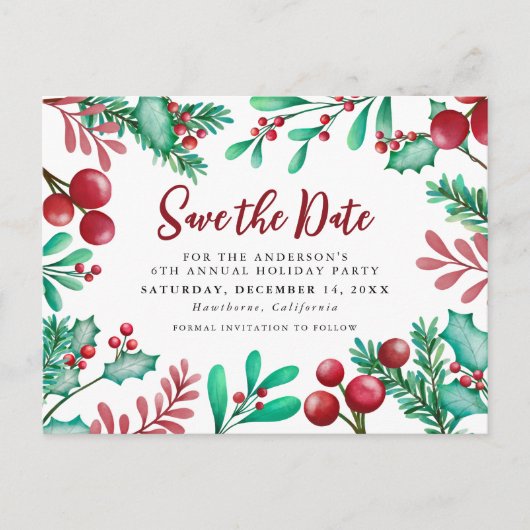 休日企業ののパーティーの紅葉の日付を保存 インビテーションポストカード (正面)