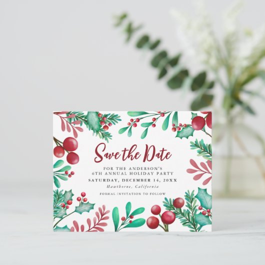 休日企業ののパーティーの紅葉の日付を保存 インビテーションポストカード (スタンド正面)