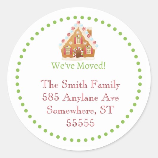 休日住所 シール-引っ越しました発表 ラウンドシール (正面)