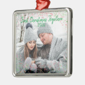 休日初めてのクリスマスフォトグリッタースクリプトメタル メタルオーナメント (左)