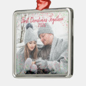 休日初めてのクリスマスフォトグリッタースクリプト メタルオーナメント (左)