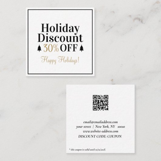 休日割引カード スクエア名刺 (正面/裏面)