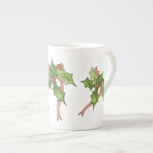 休日包まれたのマグカップに上がる ボーンチャイナマグカップ (正面右)