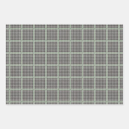 休日千鳥格子のの黒い緑の休日ラップp ラッピングペーパーシート