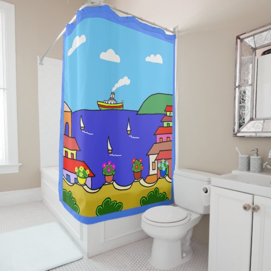 休日地中海の シャワーカーテン (インサイチュ)