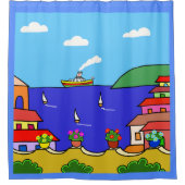 休日地中海の シャワーカーテン (正面)