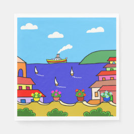 休日地中海の スタンダードランチョンナプキン